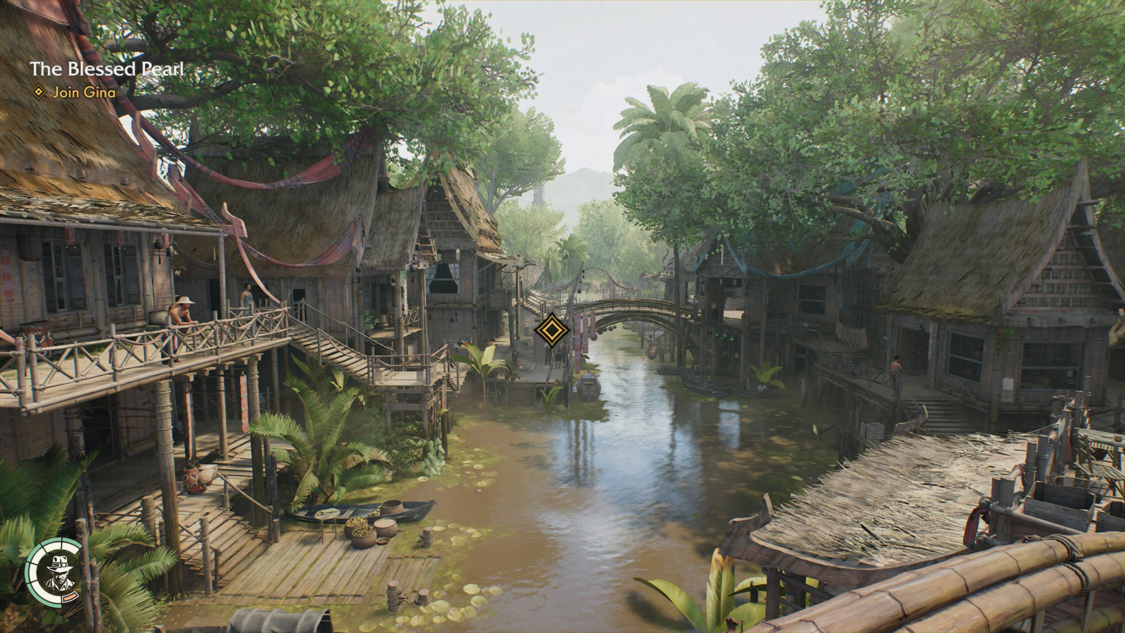 Looking through a town and down the main river in Sukhothai